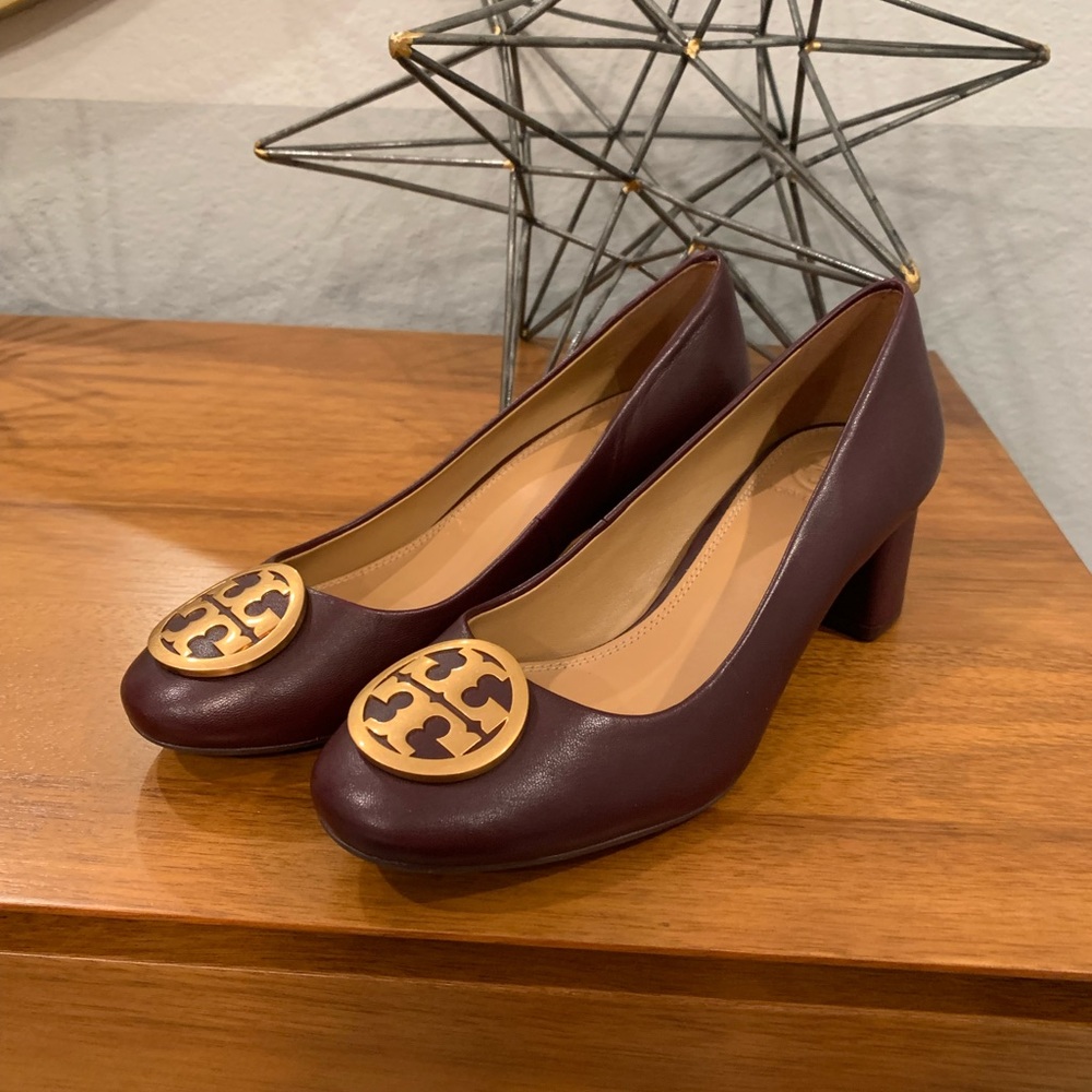 Tory Burch Wine Leather Benton Pumps
